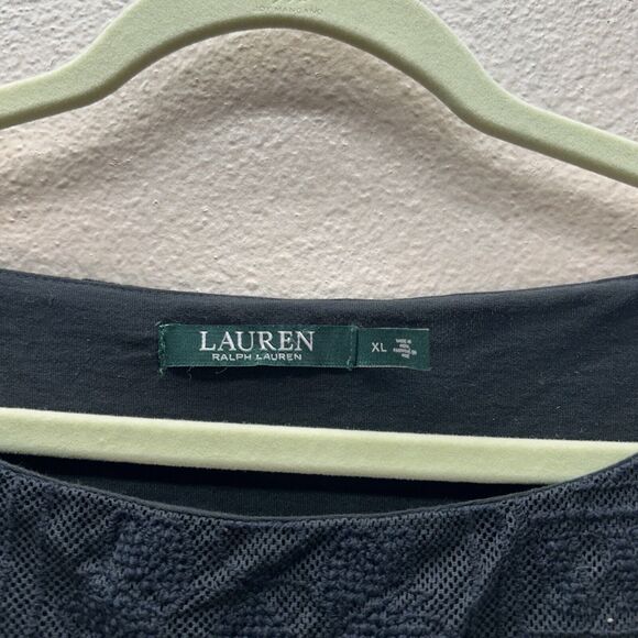 Lauren Ralph Lauren Cotton Blend Lace Overlay WhimsiGoth High Neck Aztec XL - Picture 2 of 4